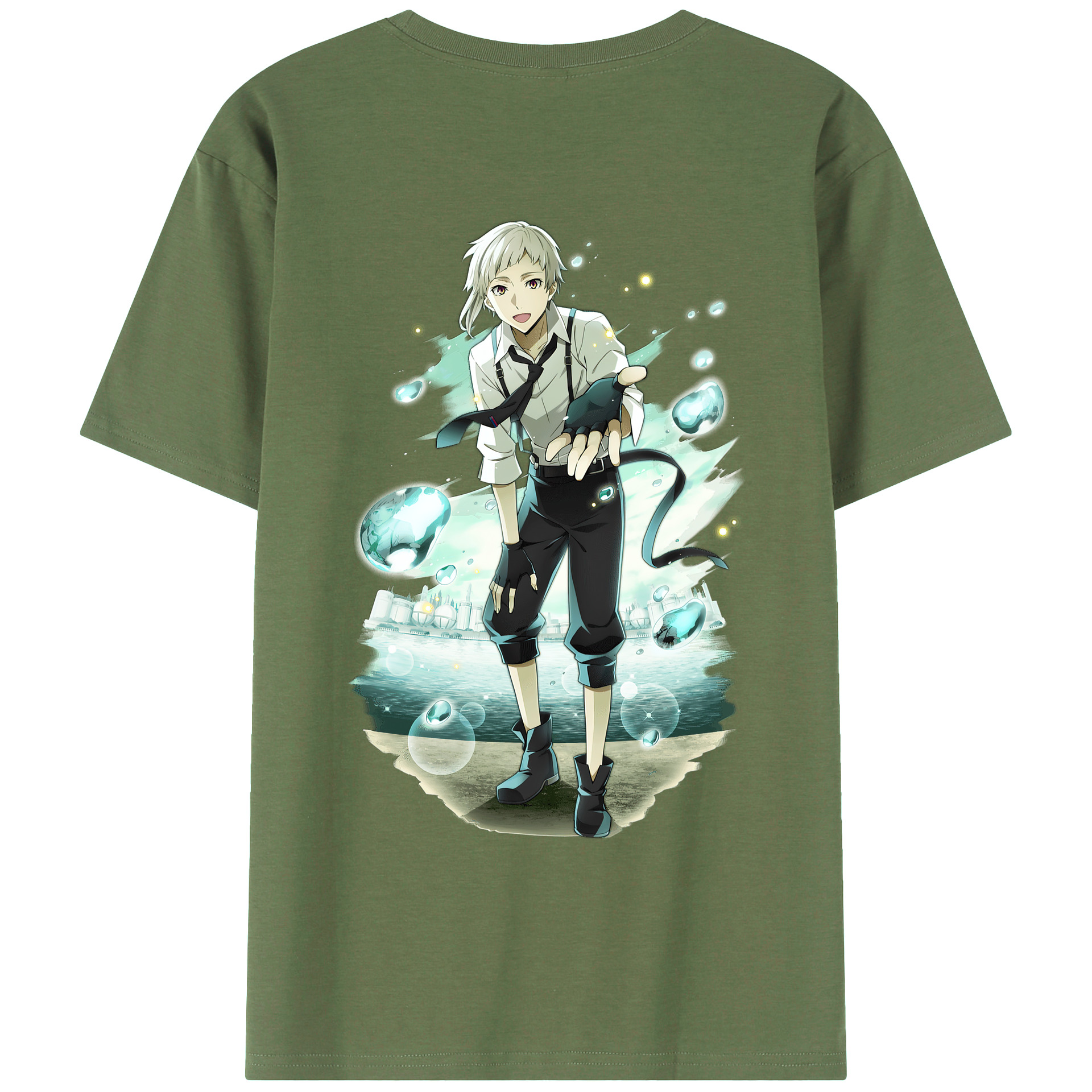 （画像用） 文豪ストレイドッグス Bungo Stray Dogs 綿100％ メンズ半袖Tシャツ（バックプリント） 通気性